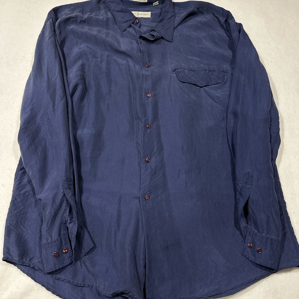100% Silk Navy Blue Shirt